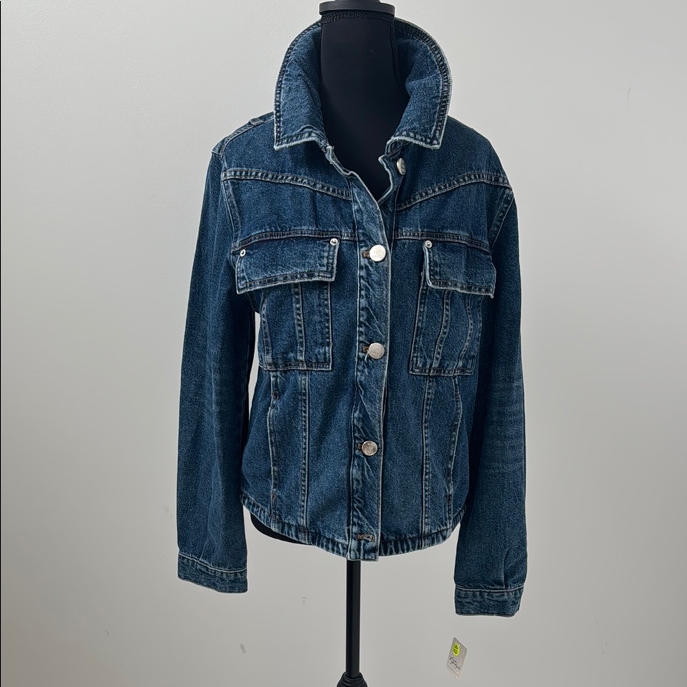 We The Free Blue Jean Jacket Distressed Denim Style